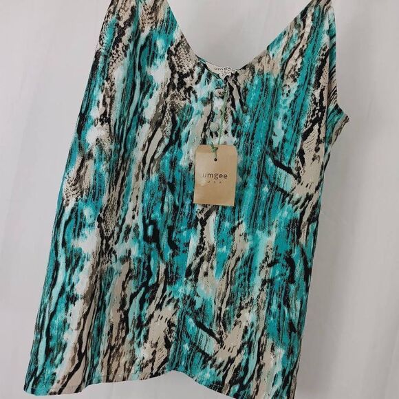 Nwt Umgee Turquoise Snake Print Cami Tank Women's Size Small - Picture 5 of 5